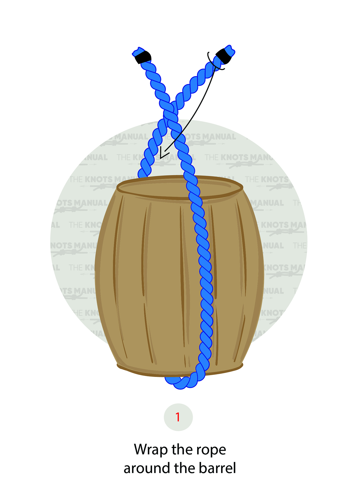 Barrel hitch knot step 1