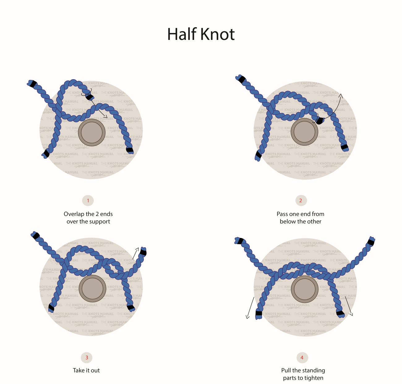 How to tie a half knot step by step