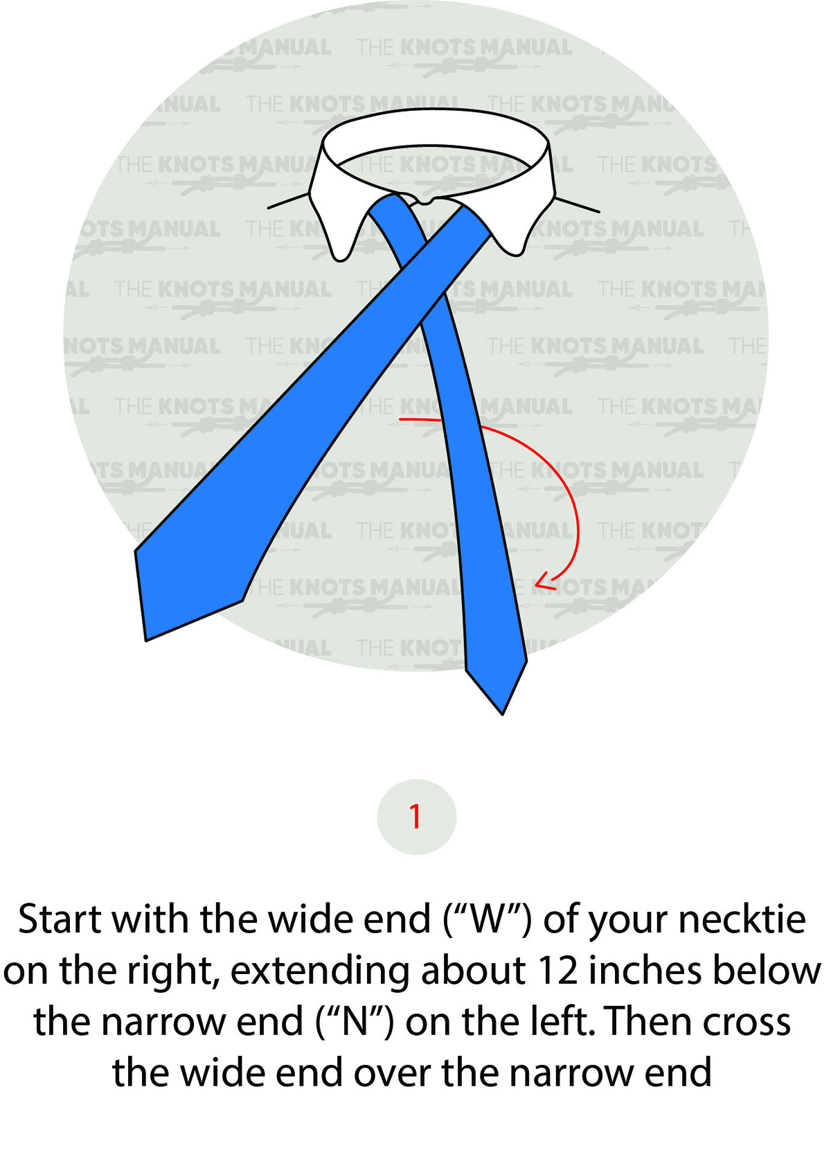 Four in hand knot step 1