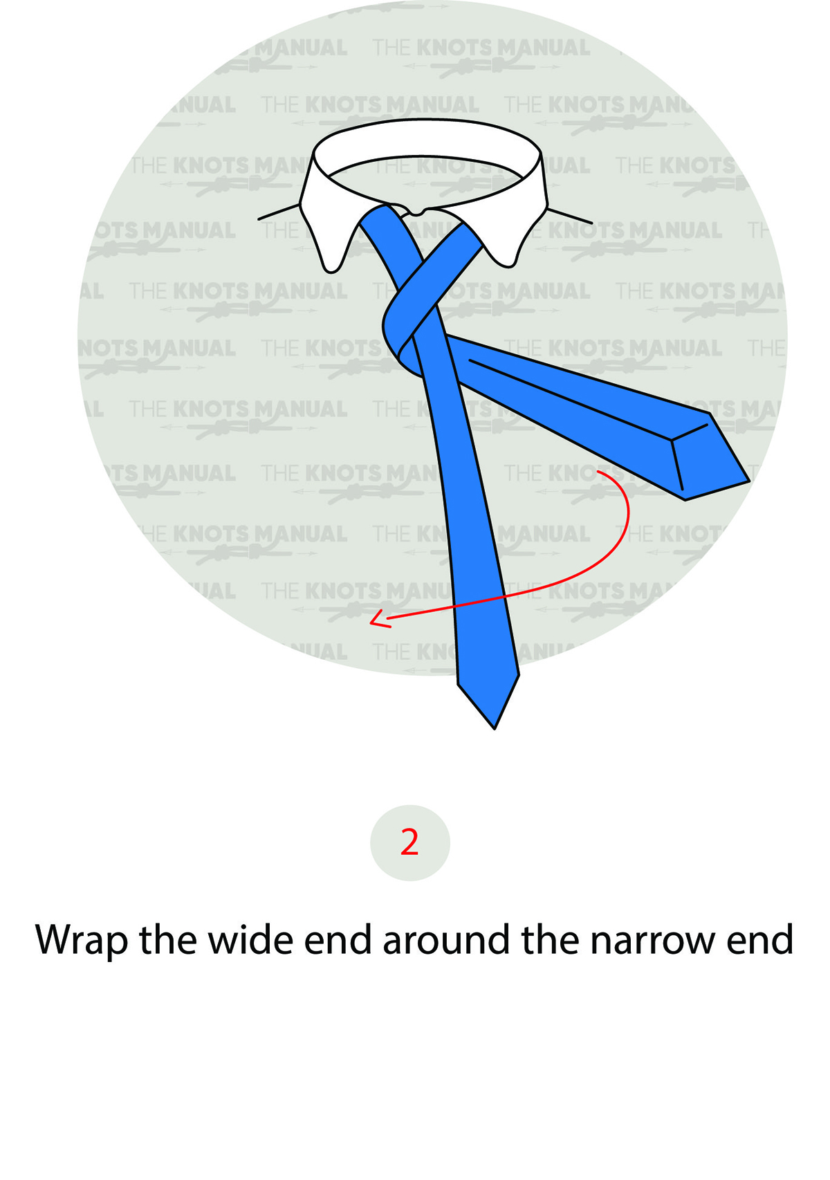 Four in hand tie knot step 2
